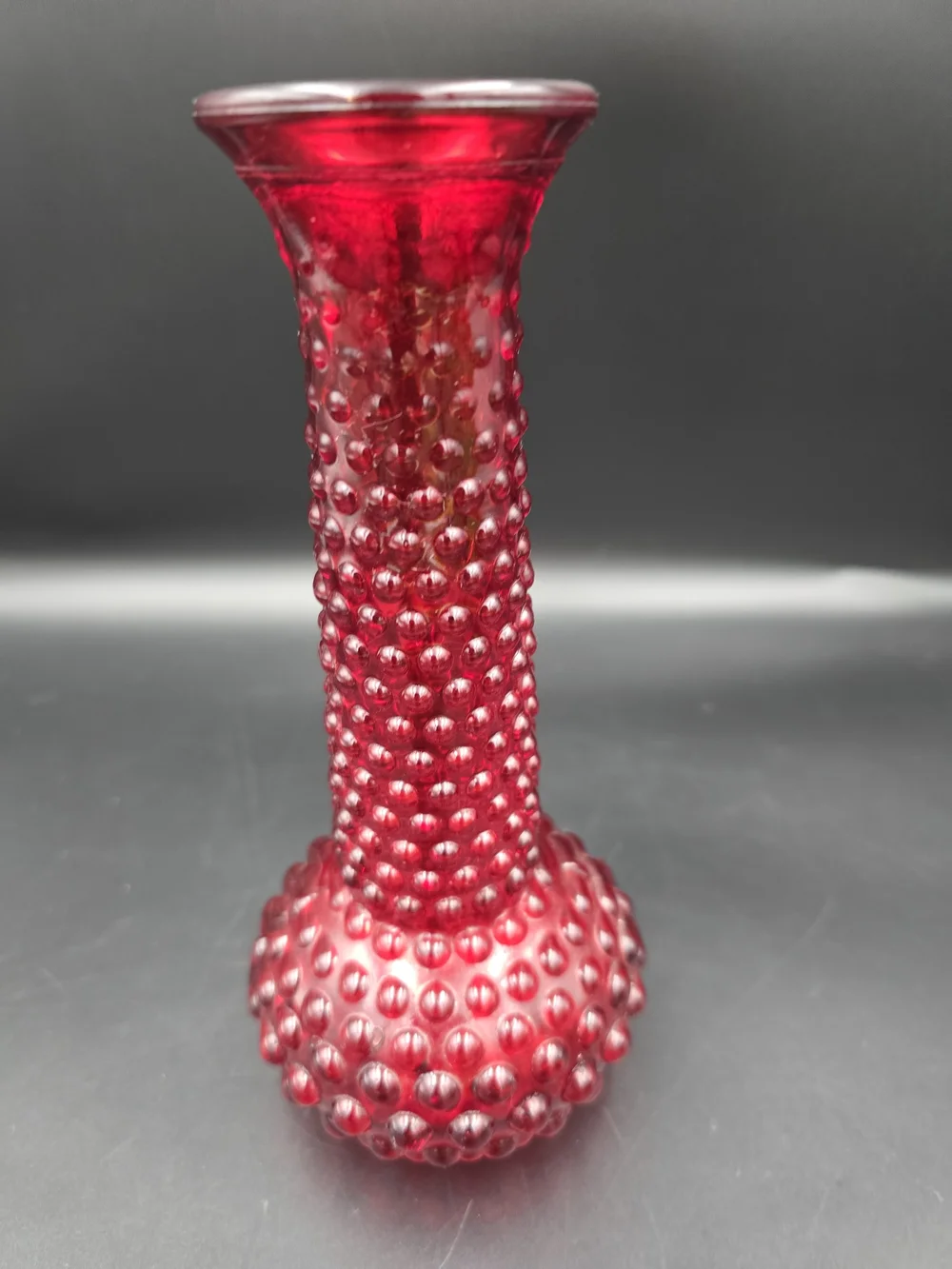 Red Hobnail Bud Vase - Decorative Glass Accent